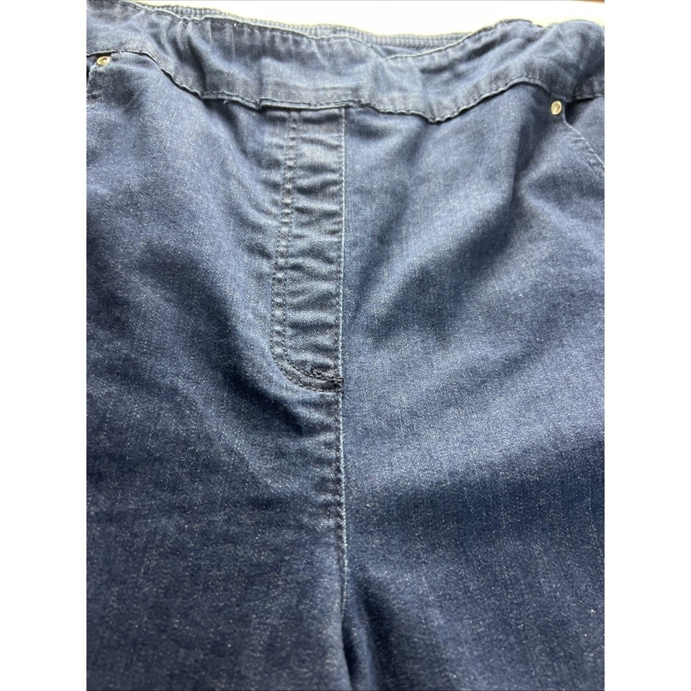 Allison Daley Womens Capri Pants 24W Floral Hem Pull-On Stretch Dk. Indigo F19 - Picture 11 of 16